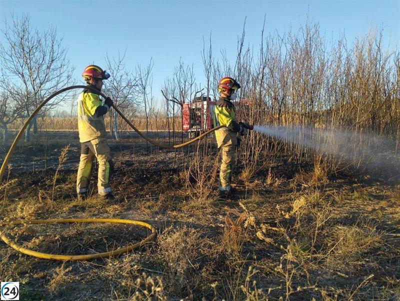 Un voraz incendio arrasa 9.500 metros cuadrados cerca de San Martín del Río (Teruel)