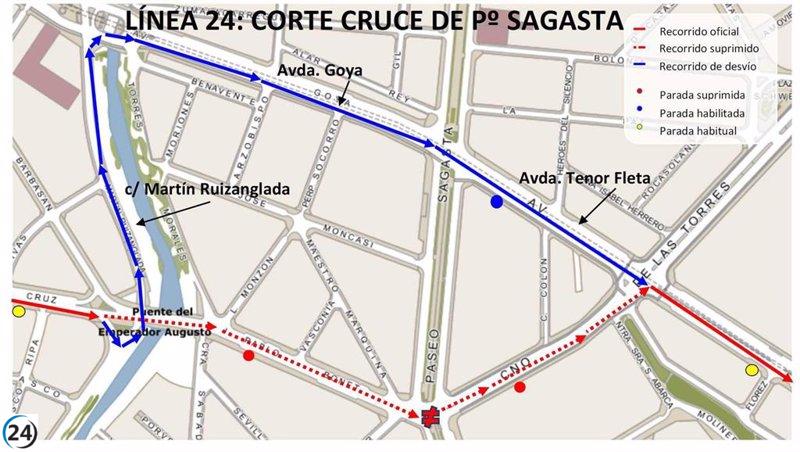 La renovación de tuberías en Renovales y Sagasta de Zaragoza impacta en la movilidad de los peatones