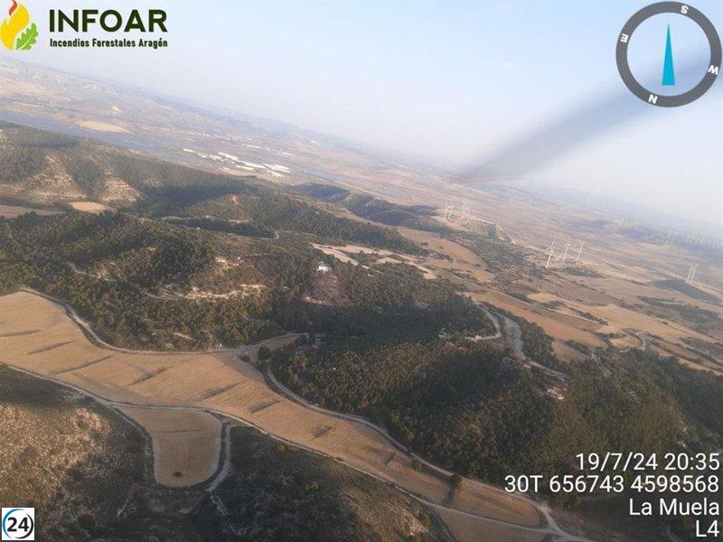 Extinto incendio forestal en La Muela (Zaragoza) tras devastar una hectárea