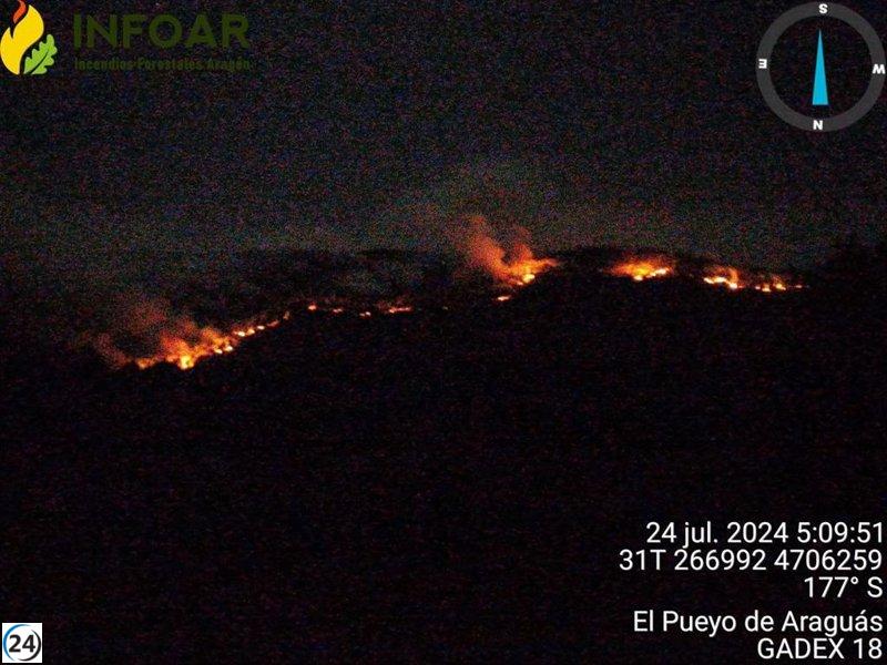 Gran devastación en El Pueyo de Araguás por incendio forestal: entre 80 y 100 hectáreas afectadas