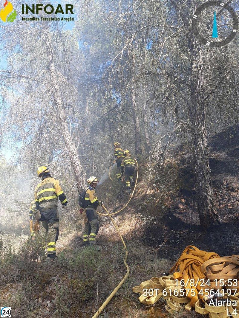 Incendio forestal en Alarba controlado tras afectar menos de una hectárea.
