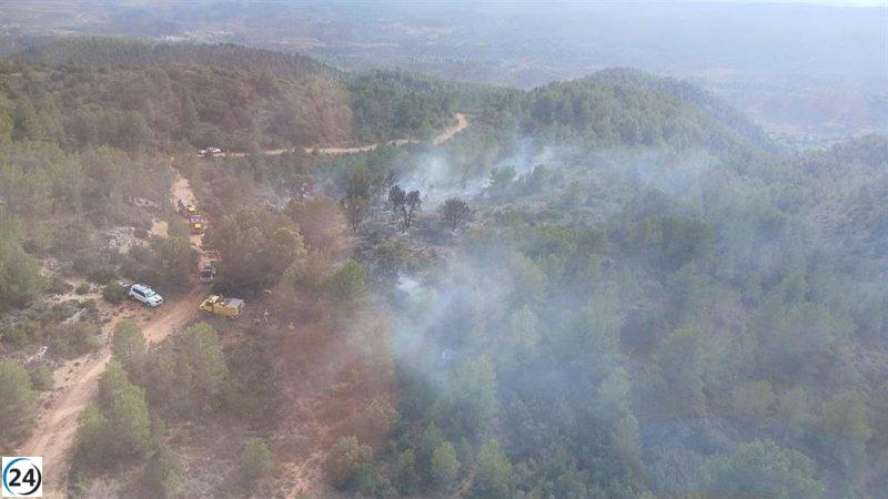 Controlado incendio forestal en Tramacastiel tras ser causado por rayo.
