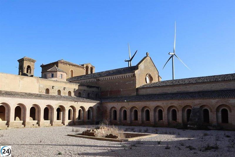 Manifestación contra proyecto eólico cerca de Monasterio de Sijena