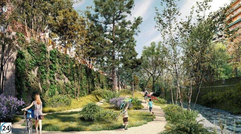 Comienzan las obras de recuperación del río Huerva en Zaragoza tras el puente de Todos los Santos.