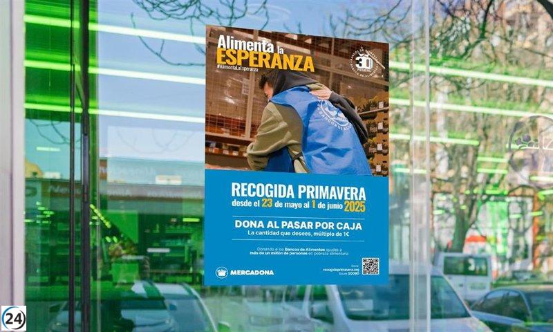 Mercadona se une a bancos de alimentos para la campaña de recolección de primavera 2025.