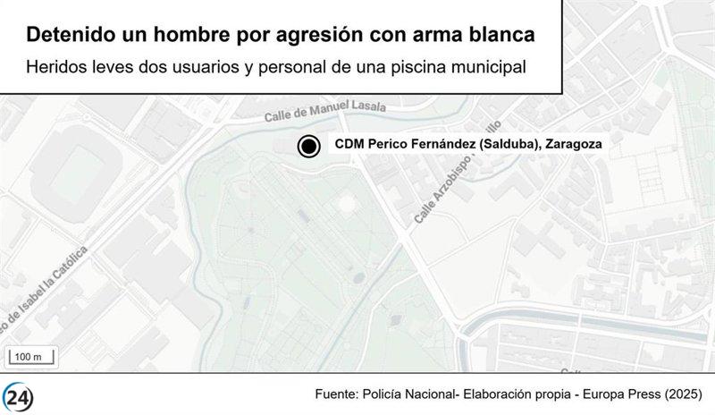 Capturan a un agresor armado que atacó a trabajadores y visitantes del CDM Perico Fernández en Zaragoza.