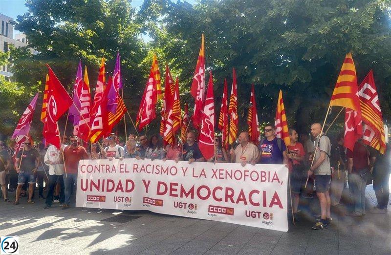 Sindicatos aragoneses exigen el cese de la persecución a migrantes tras agresiones xenófobas en Torre Pacheco.