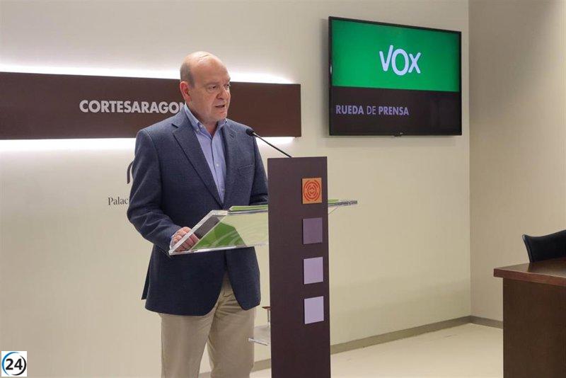 Morón (Vox) insta a Azcón a presionar a Giménez Larraz para que rechace los recortes de la PAC en el Parlamento Europeo.