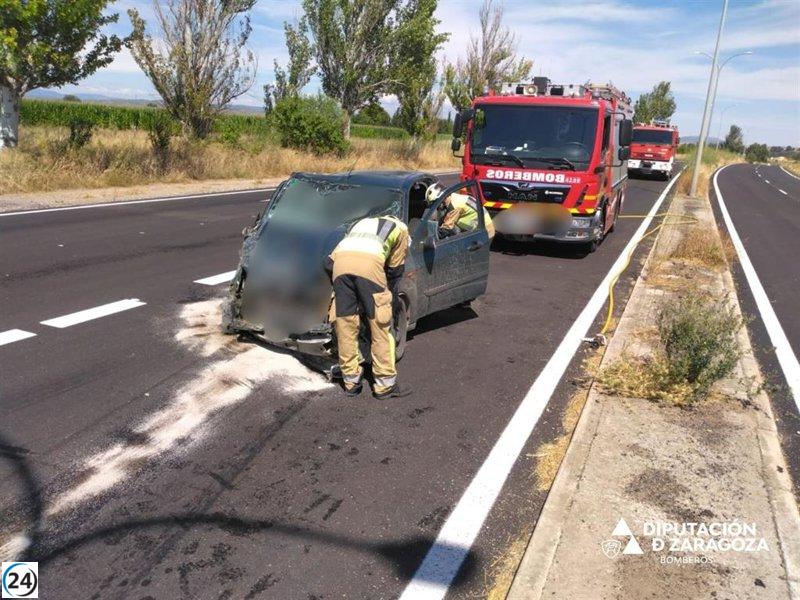 Conductor de coche lesionado en choque en el Polígono Valdeferrín de Ejea