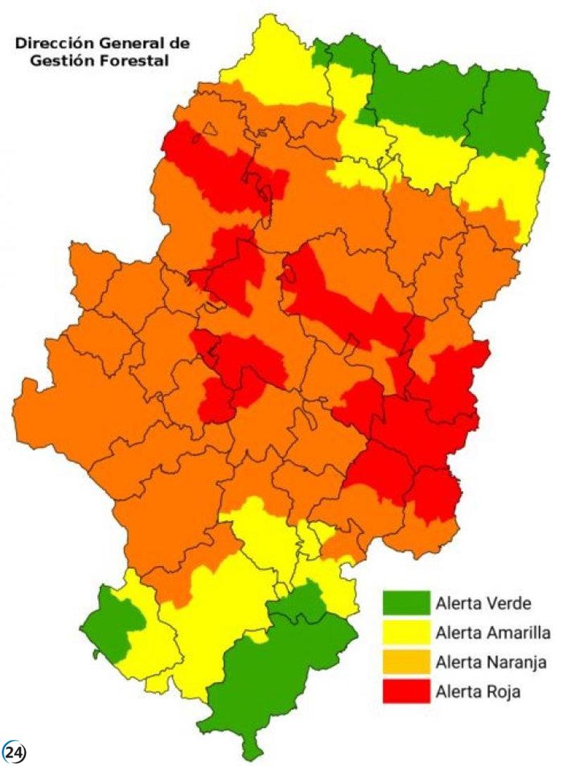 Alerta roja por incendios en varias regiones del Valle del Ebro y alrededores.