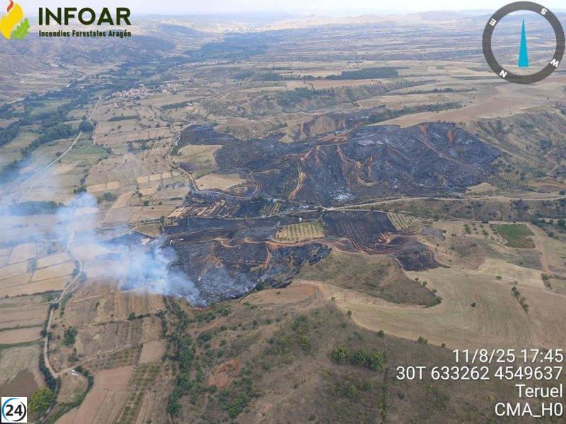 Aragón registra una significativa reducción en incendios forestales, quemando 310 hectáreas en 2025 frente a las 1.500 de 2024.