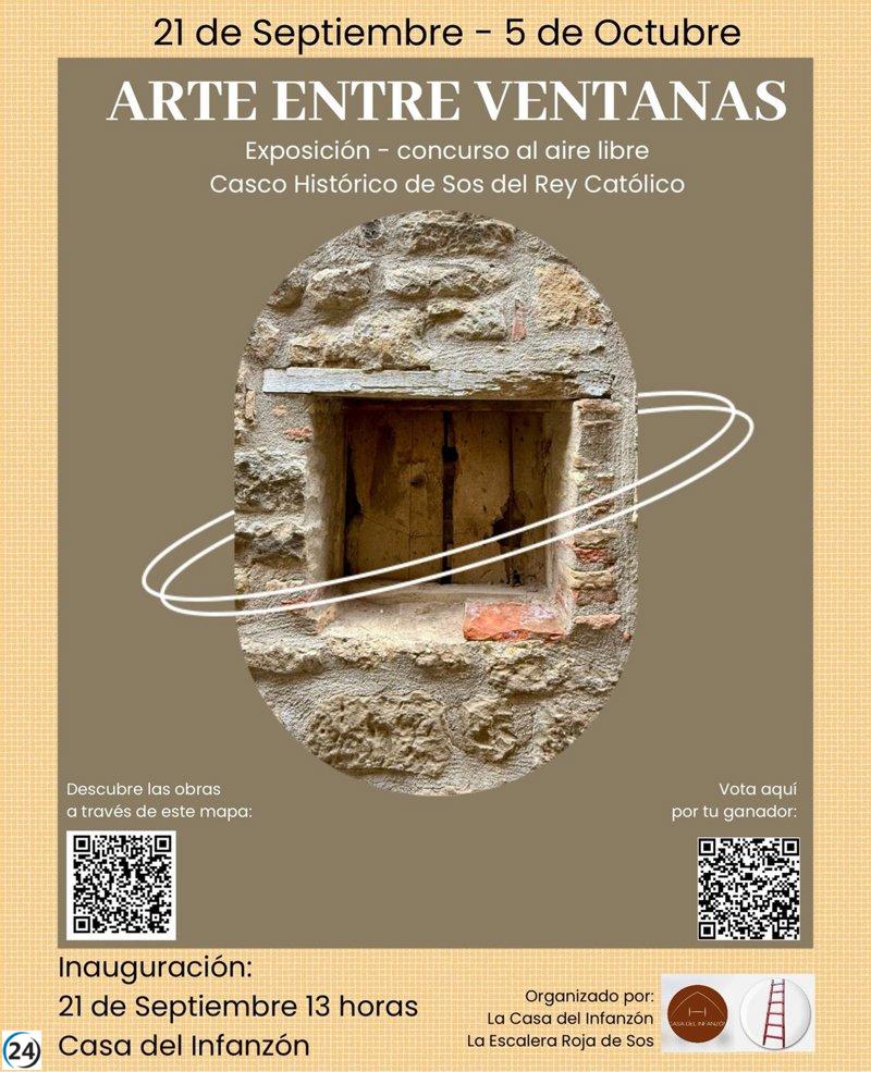 Este domingo 21, Sos del Rey Católico transforma sus calles en una galería al aire libre con 'Arte entre ventanas'.