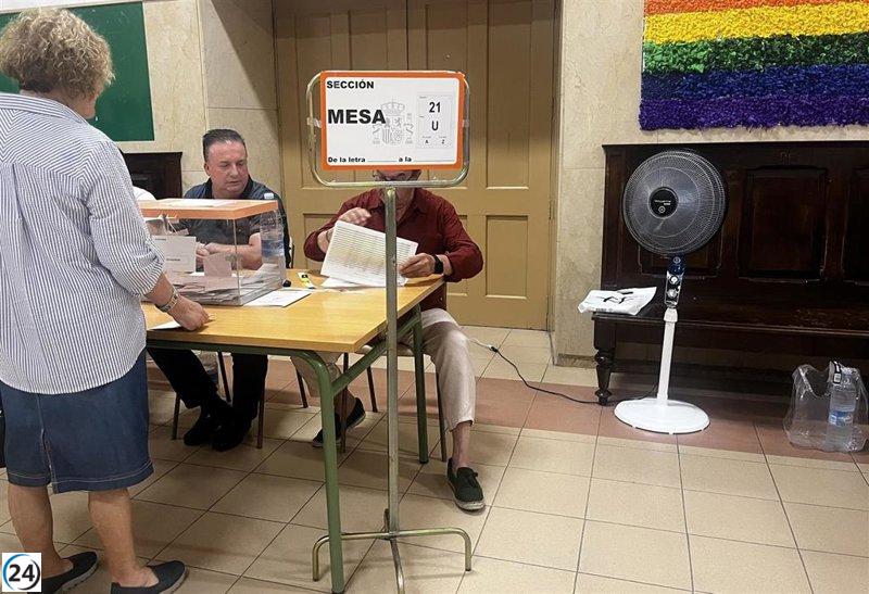 Ventiladores y botellas de agua, la imagen dominante en colegios electorales de Aragón.