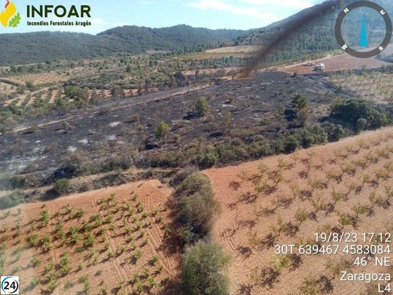 Controlado y apagado el incendio de Almonacid de la Sierra (Zaragoza), dejando 2,5 hectáreas arrasadas