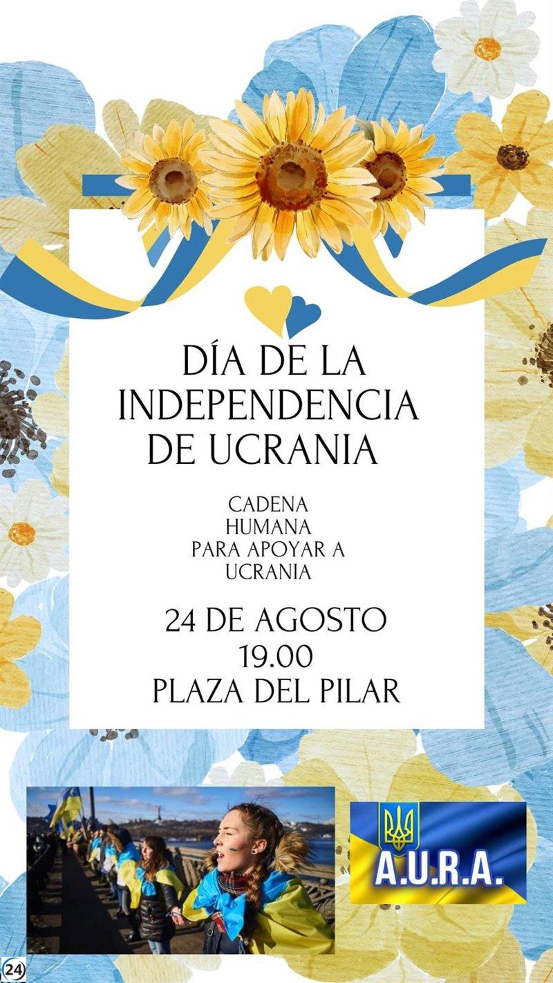 Zaragoza se une a la celebración de la independencia de Ucrania con una cadena humana este jueves.