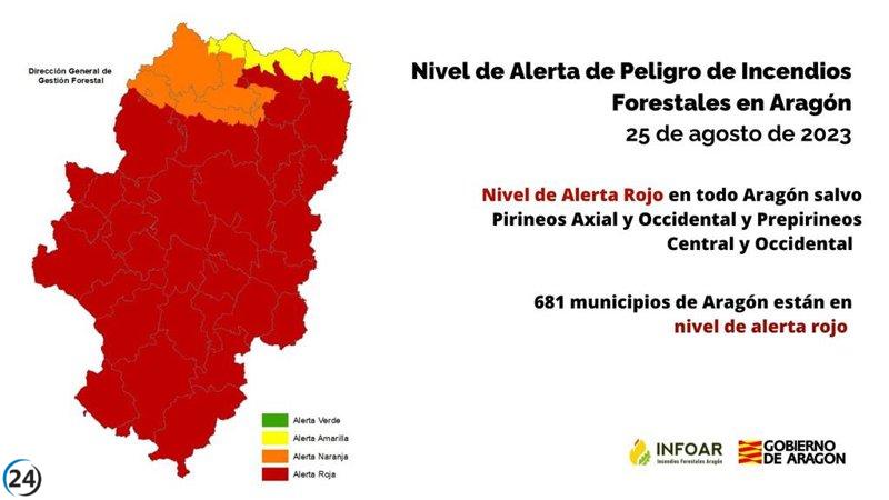 Aragón en alerta roja por riesgo de incendios forestales.