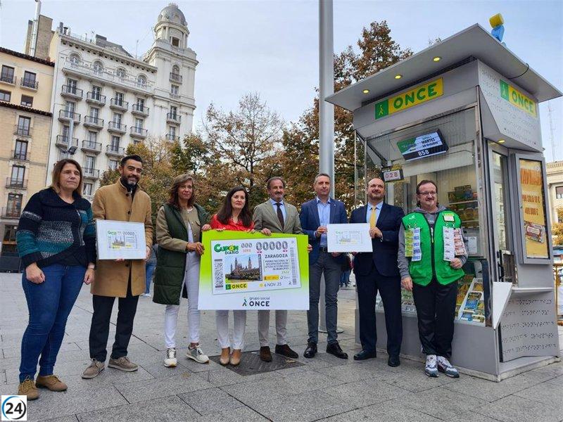 El cupón de la ONCE destaca la basílica del Pilar de Zaragoza y el reconocimiento 'Premio Nacional de Discapacidad Reina Letizia'.