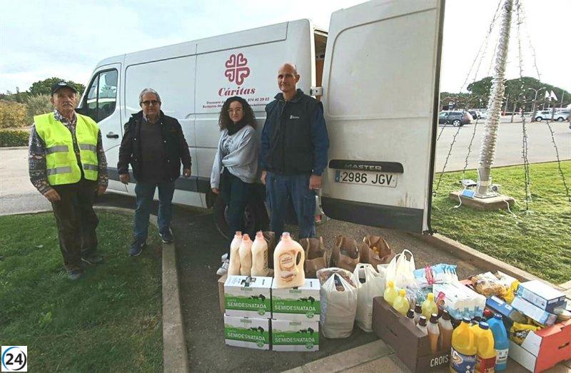 Los obreros de la fábrica de Ercros en Monzón solidarizan con Cáritas a través de generosa donación de alimentos y productos de limpieza.